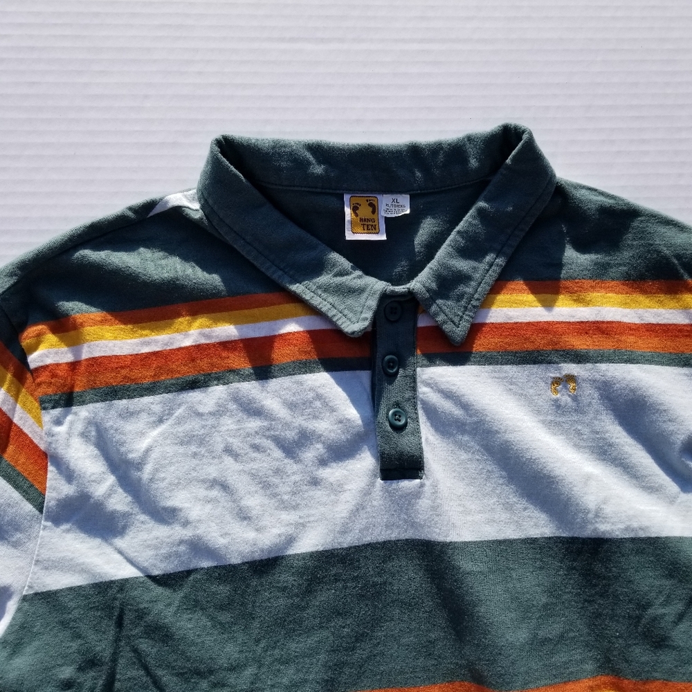 Vintage Hang Ten Hawaiian Surf Polo Shirt XL